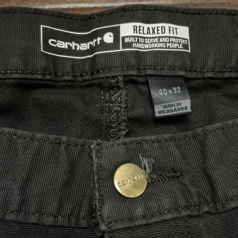 Carhartt Men's 40x32 Relaxed Fit Rugged Flex Canvas Work Pant Brown Green Peat - Picture 2 of 10